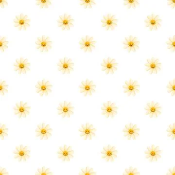 Smiling daisy flowers pattern creating joyful background Illustrazione stock