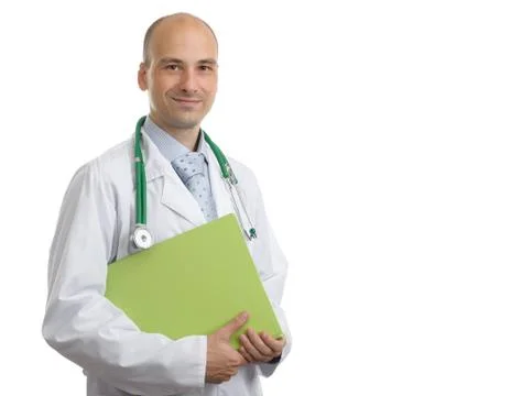 Smiling doctor with folder Stock Photos