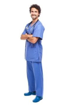 Smiling doctor isolated on white full length 写真素材