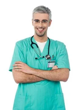 Smiling doctor with stethoscope Stock Photos