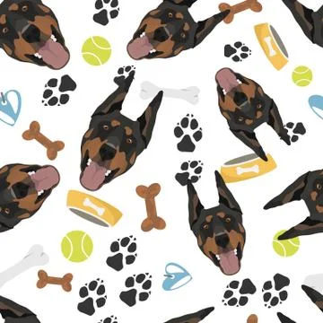 Smiling Dog Doberman. イラスト素材