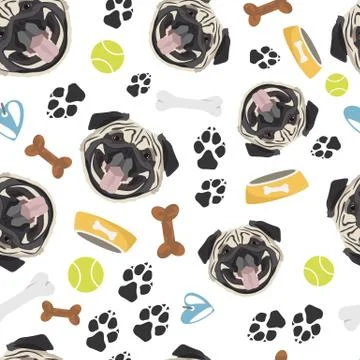 Smiling Dog Pug . Stock Illustration