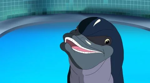 Smiling Dolphin in a pool Stock Illustration