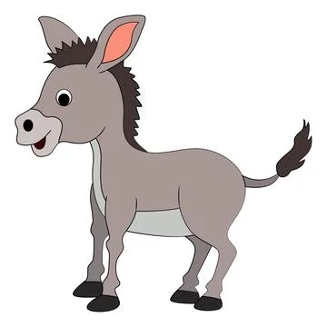 Smiling donkey on white background Illustrazione stock