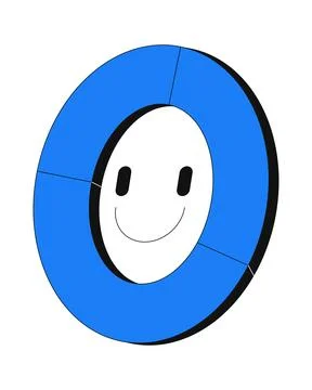 Smiling donut pie chart for analytics and engagement 2D cartoon object Stock Illustration