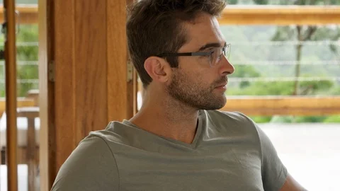 Smiling dude in glasses 스톡 동영상 93394079