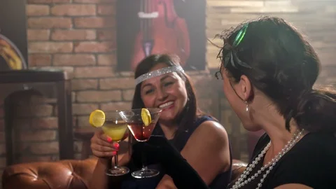 Smiling to each other and clinking glasses Stock Footage 112185384