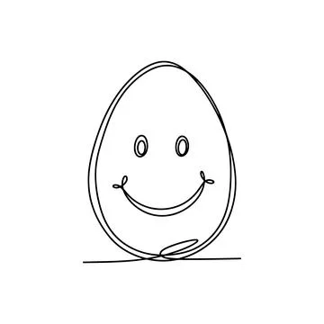 Smiling Easter Egg Character Minimal Line Art for Friendly Spring Branding Stock Illustration