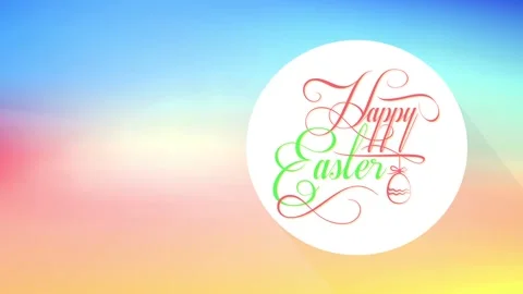Smiling easter group email greeting cardboard calling for supper reunion with Stock Footage 130602591