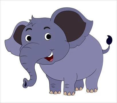 Smiling elephant on white background Stock Illustration
