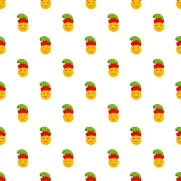 Smiling elf emoji pattern for holiday background 스톡 일러스트