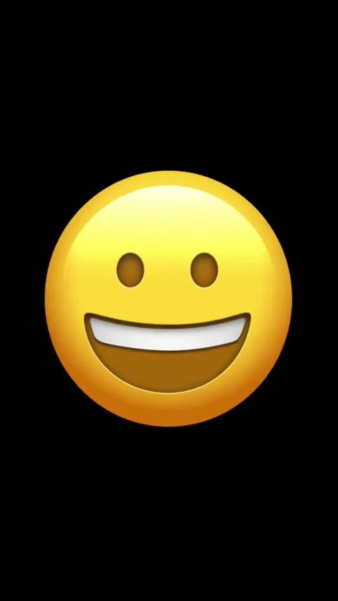 Smiling emoji animation loop on black background Stock Footage 329406108