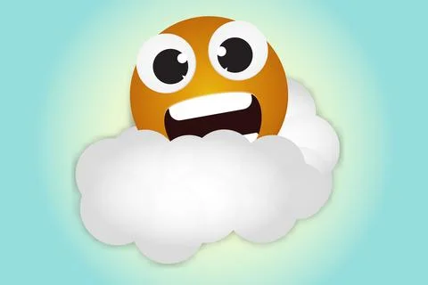 Smiling emoticon and cloud Stock Illustration