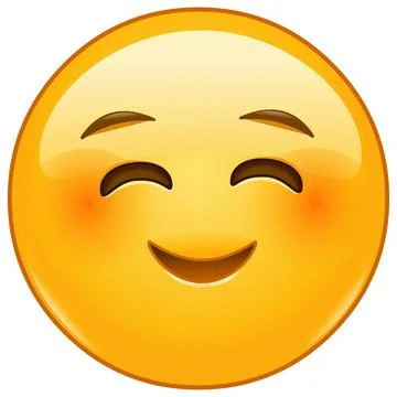 Smiling emoticon with blush Stock Illustration
