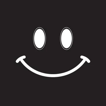 Smiling emoticon vector logo on Black background Stock Illustration