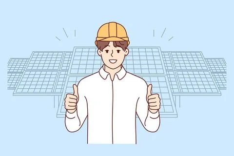 Smiling engineer recommend construction company Stock Illustration