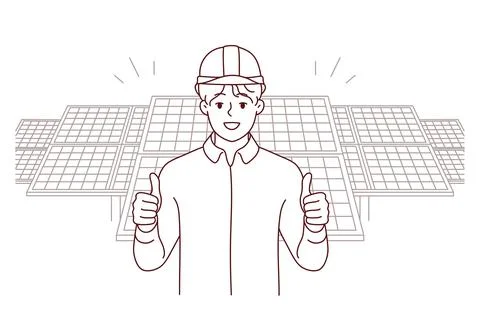 Smiling engineer recommend construction company Stock Illustration