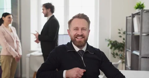 Smiling executive manager portrait in modern office, confident professional Stock Footage 340050134