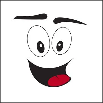 Smiling face, black and white vector drawing Stock Illustration