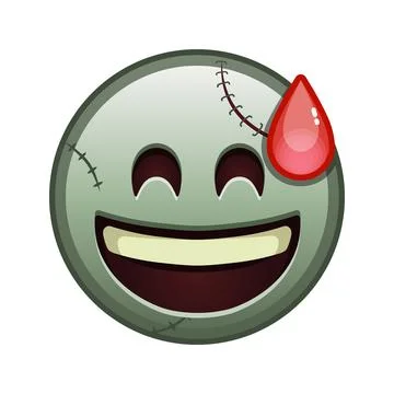 Smiling face in cold sweat with open mouth Large size of zombie halloween emo Stock Illustration
