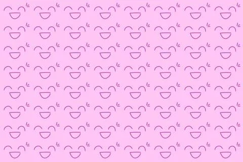 Smiling Face Doodle Pattern on Pink Stock Illustration