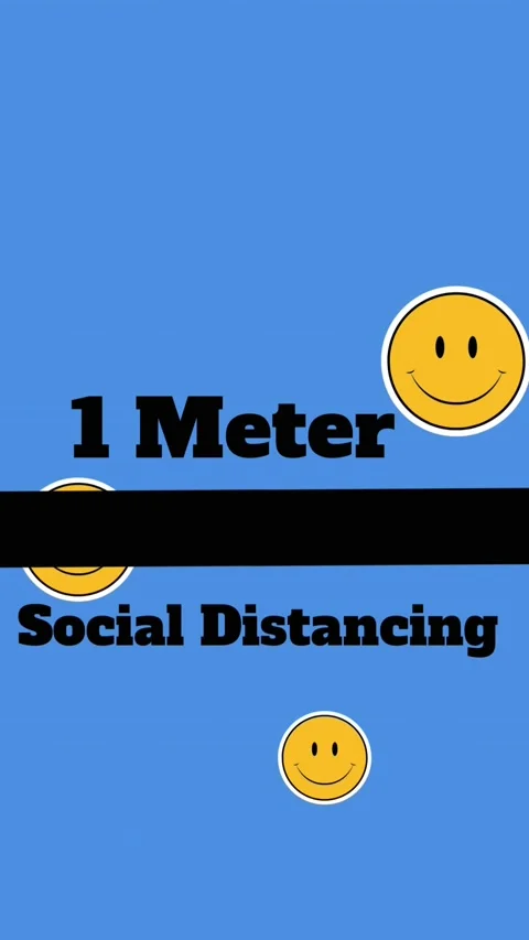 Smiling face emojis floating against school boy and girl maintaining social Stock Footage 343714325