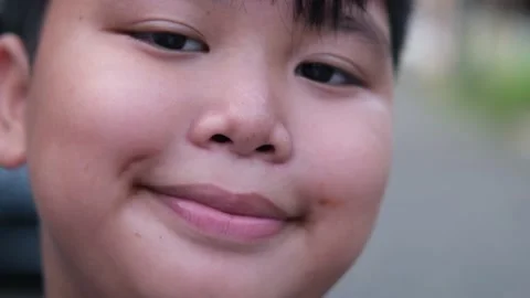 Smiling Face, Happy Expression of Asian Little Kid, Boy, Children. Close Up Shot Stock Footage 202470515