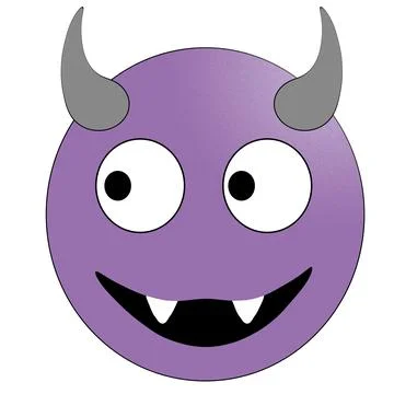 Smiling face with horns. Purple devil emoticon. Stock Illustration