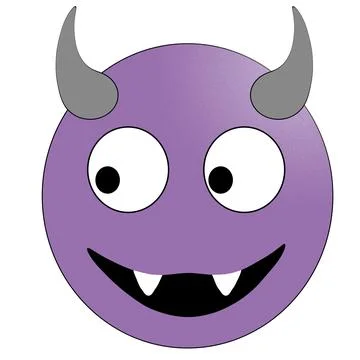 Smiling face with horns. Purple devil emoticon. 스톡 일러스트