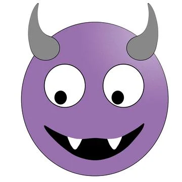 Smiling face with horns. Purple devil emoticon. Stock Illustration