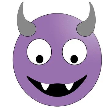 Smiling face with horns. Purple devil emoticon. 스톡 일러스트