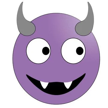 Smiling face with horns. Purple devil emoticon. Stock Illustration