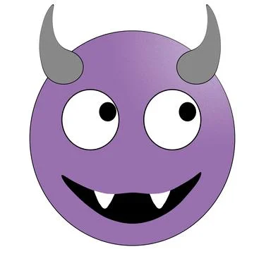 Smiling face with horns. Purple devil emoticon. Stock Illustration