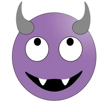 Smiling face with horns. Purple devil emoticon. Stock Illustration