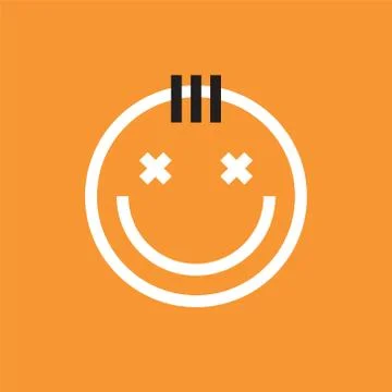 Smiling face icon with forelock. Smiley, emoji Stock Illustration