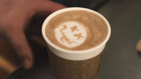 Smiling Face Latte Art Stock Footage 97201463