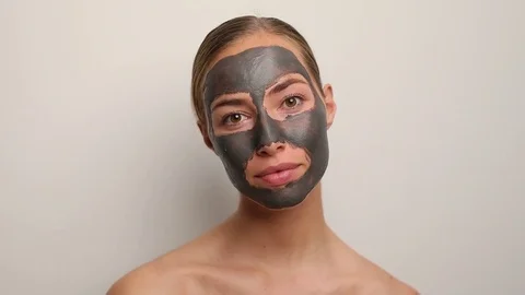 Smiling face mask babe Video stock 80252614