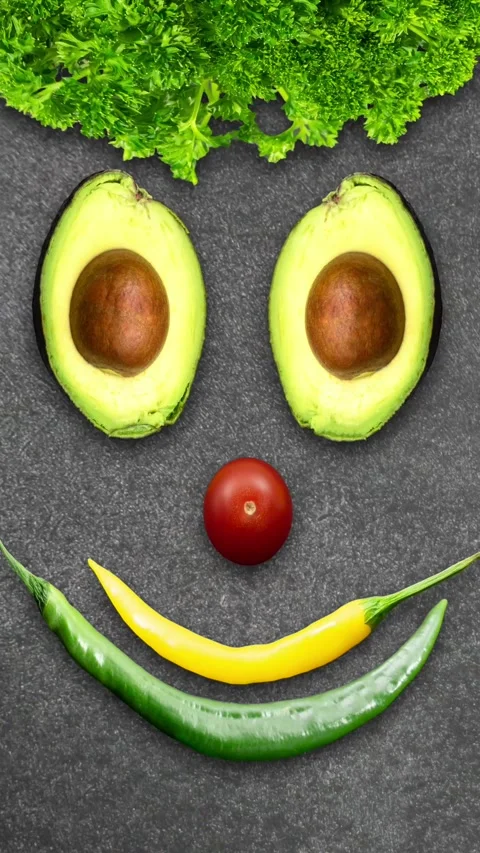 Smiling face from vegetables animation on chalk board Stock Footage 273345964