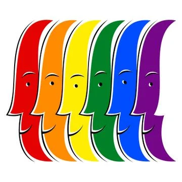 Smiling Faces LGBT Movement Rainbow Flag 스톡 일러스트
