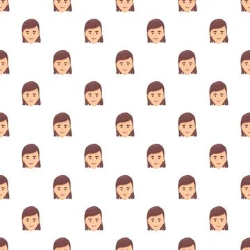 Smiling female character faces forming seamless pattern Stock Illustration