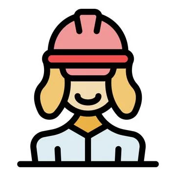 Smiling female construction worker wearing pink hard hat and work uniform Stock Illustration