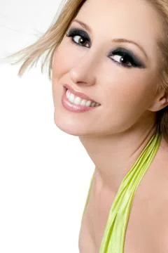Smiling Female with dramatic eye makeup Stock Photos