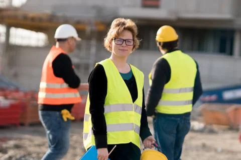 Smiling female engineer posing 스톡 사진