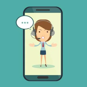 Smiling female operator working at call center. Customer service concept. Stock Illustration
