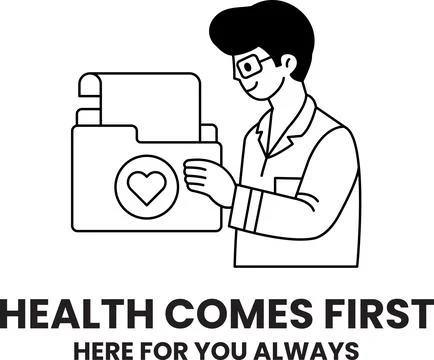 Smiling figure holds folder with heart symbol Stock Illustration