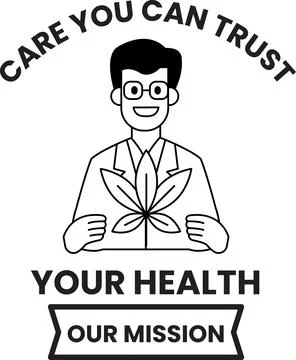 Smiling figure holds a leaf with care Stock Illustration