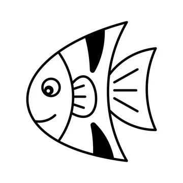Smiling Fish Outline Vector Illustration Stock Illustration