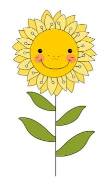 Smiling flower isolated on white Stock Illustration
