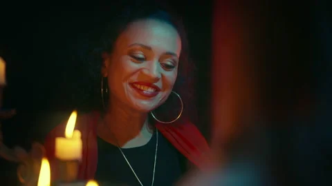 Smiling fortune-teller forecasting good future for customer, supernatural power Stock Footage 170817788