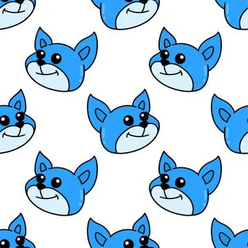 Smiling fox blue pattern seamless textile print. repeat pattern background de Illustrazione stock